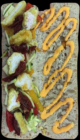 Le Montagnard, ciabatta garnie, vue de dessus